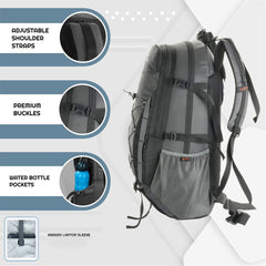 INFERNO 40 L Laptop Backpack for Men and Women Casual Bag for Regular Travelling - Grey - TRAWOC