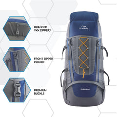Omega 60 L Backpack with Lightweight Build & with Ergonomic Shoulder Straps - Navyblue(clearance sale) - TRAWOC