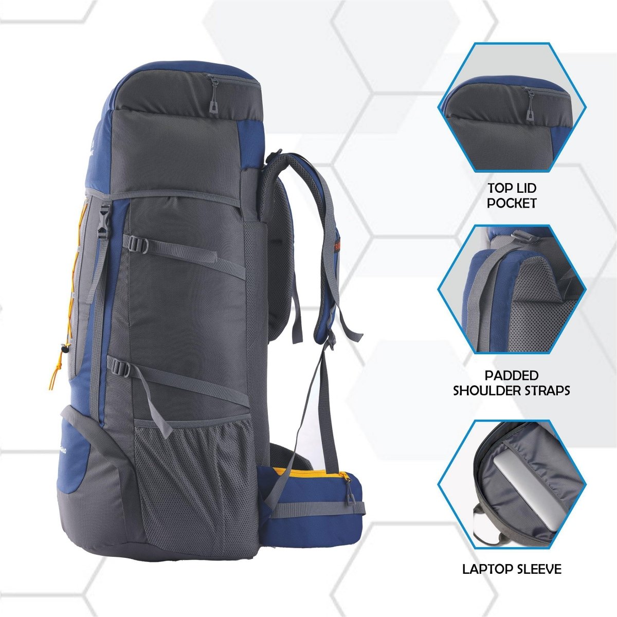 Omega 60 L Backpack with Lightweight Build & with Ergonomic Shoulder Straps - Navyblue(clearance sale) - TRAWOC