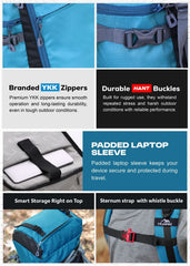 Trailmaster 80L Backpack for Hiking & Travel with Laptop Compartment & Multi-Pocket Design - SkyBlue(clearance sale)