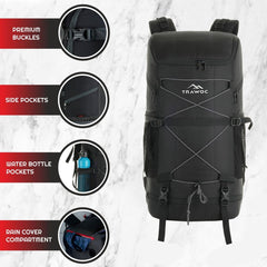 STEALTH 40L Backpack for Men and Women,with Rain Cover & Shoe Compartment - Black - TRAWOC