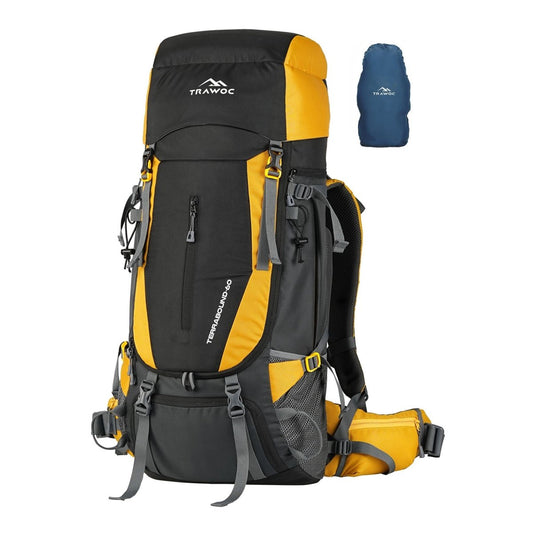 Terrabound 60 L Rucksack featuring Shoe Compartment & Durable Zippers – Yellow - TRAWOC