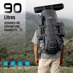 Thunderstorm 90L Rucksack for Men & Women with Shoe Compartment & Water - Resistant Fabric - Olivegreen (Clearance Sale) - TRAWOC