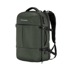 TPB01 - 45L Laptop Bag with Anti - Theft Lock, Expandable Storage, USB Charging, Suitcase - Style Opening - Uniform green - TRAWOC