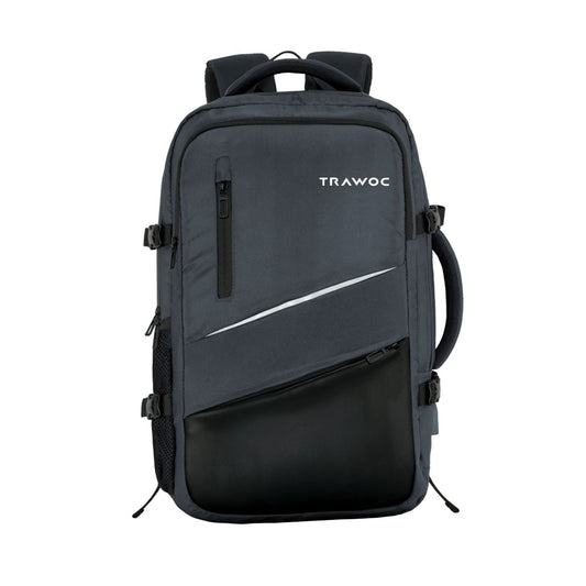 TPB02 - 25L Laptop Backpack with USB Charging Port for Men & Women - Grey - TRAWOC