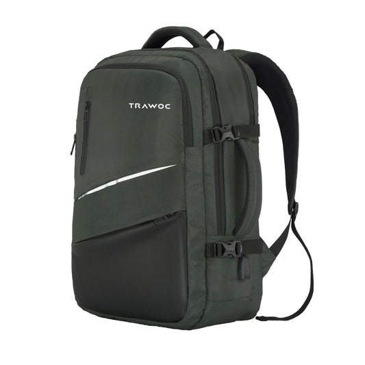 TPB02 - 25L Laptop Backpack with USB Charging Port for Men & Women - Uniform green - TRAWOC
