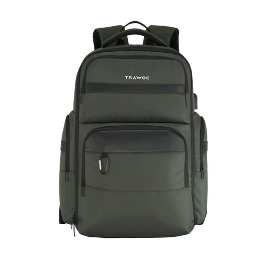 TPB03 - 30L office & Travel Bag with 16 - Inch Laptop Compartment, Suitcase - Style Opening, USB Charging - Uniformgreen - TRAWOC