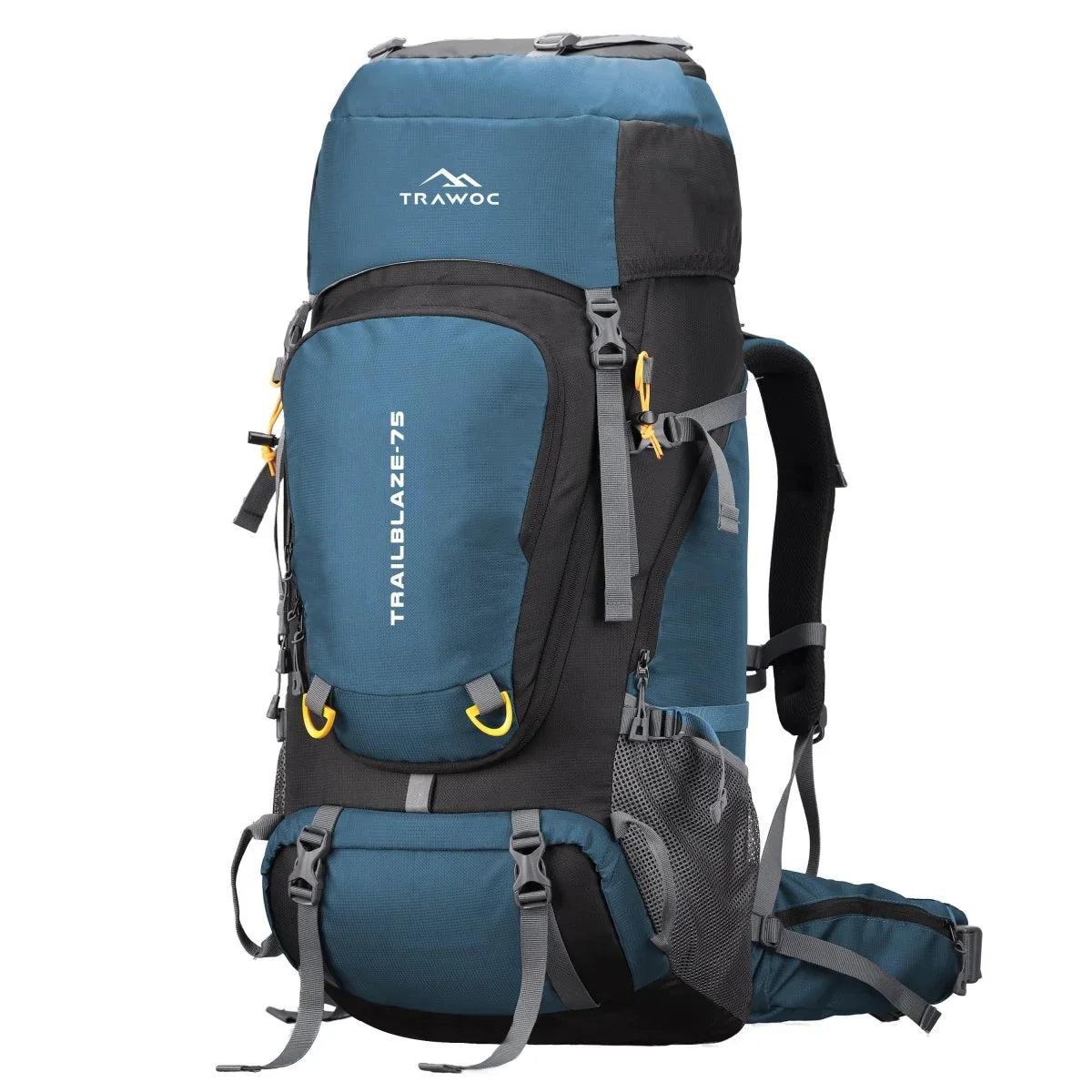 Trailblaze 75 L Trekking Bag with Rain Cover & Durable Zippers - Englishblue - TRAWOC