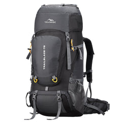 Trailblaze 75 L Trekking Bag with Rain Cover & Durable Zippers - Grey - TRAWOC