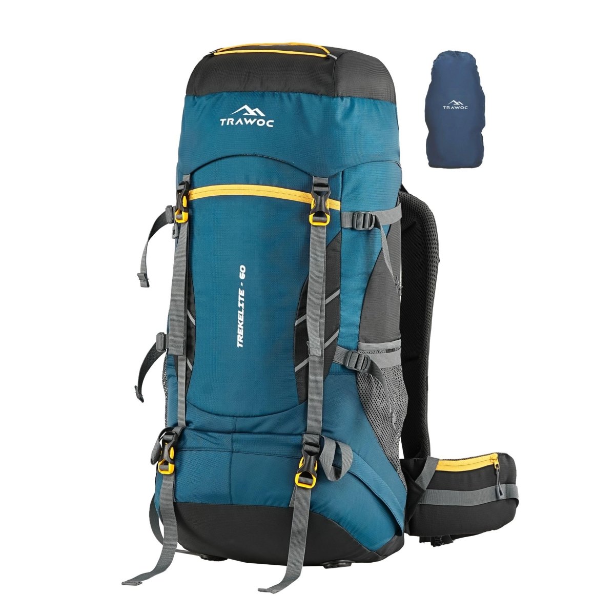 TREKELITE 60L Backpack Hiking Trekking Rucksack with Water Proof Rain Cover - EnglishBlue(clearance sale) - TRAWOC