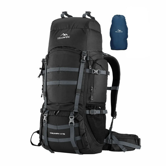 Trawoc Camping Backpack (75Ltr) | With Shoe Compartment & Rain Cover Trawoc Camping Backpack (75Ltr) | With Shoe Compartment & Rain Cover