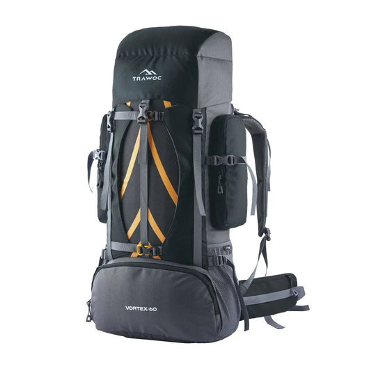 Vortex 60 L Travel Backpack with Laptop Compartment & Durable Zippers - black - TRAWOC