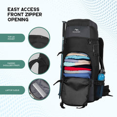 ALPINE 55L Travel Backpack Front & Top Loading  Bag for Men & Women -Grey