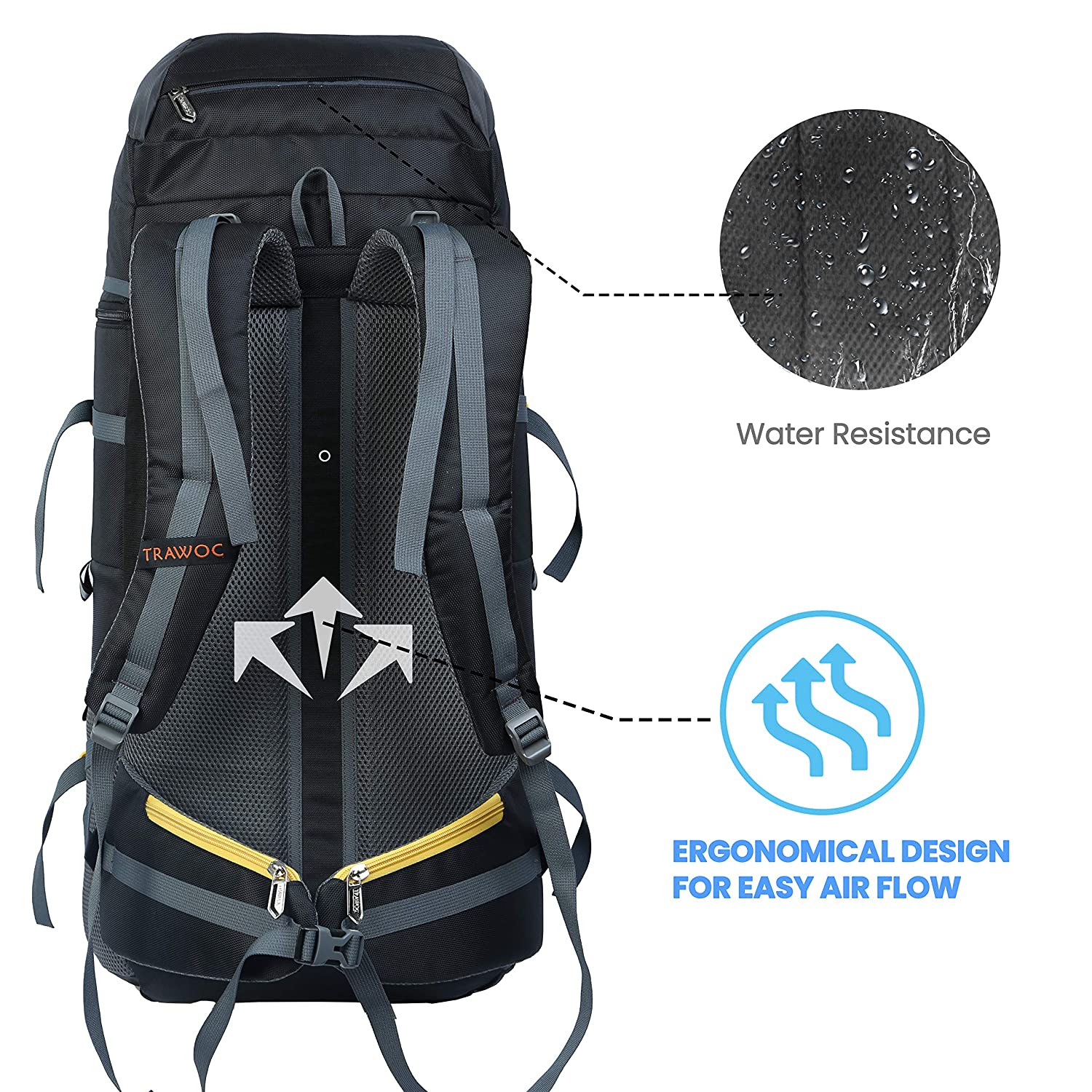 Trawoc Travel Rucksack (55Ltr) | Hiking, Trekking & Camping Bag – TRAWOC